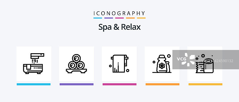 SPA放松线性风格5图标包，包含纸张图片素材