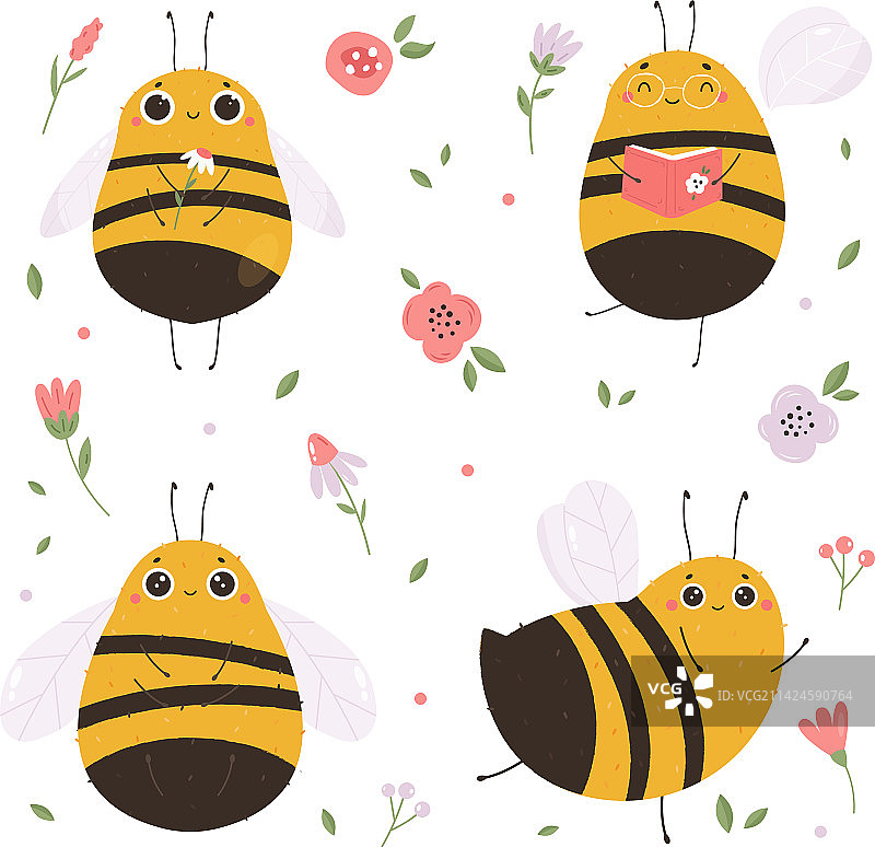 有趣的可爱蜜蜂角色图片素材