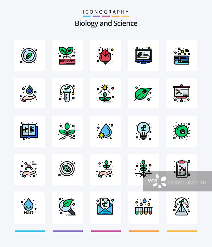 创意生物学线性填充图标包（25个）图片素材