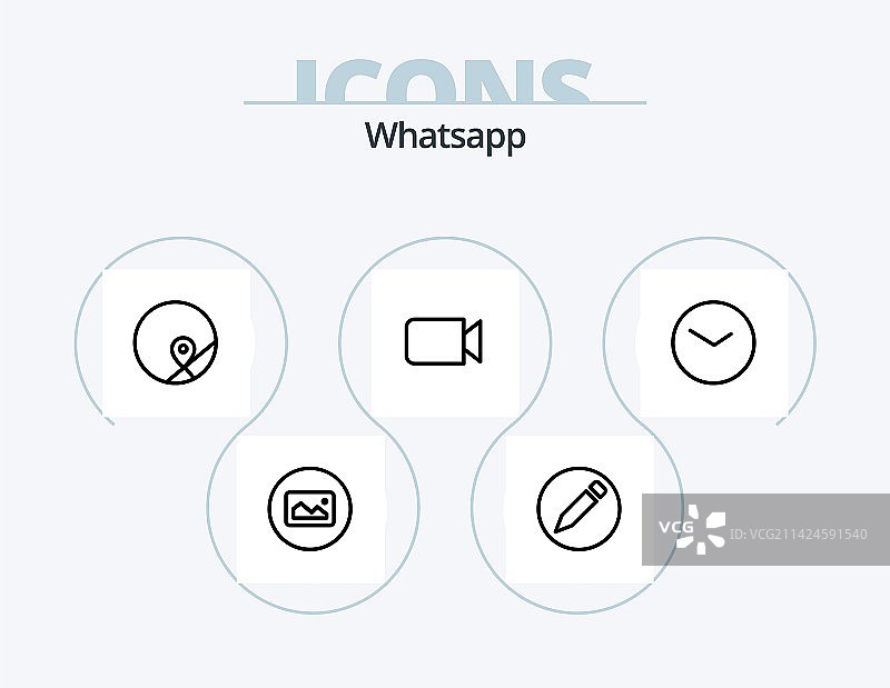 基础款线性WhatsApp图标包图片素材