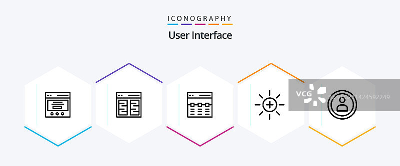 用户界面25线性图标包，包括UI图片素材