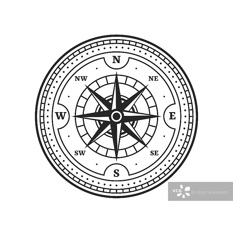 古典指南针中世纪地图风向标符号图片素材