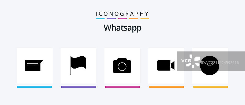 包含图像时钟的WhatsApp Glyph 5图标包图片素材