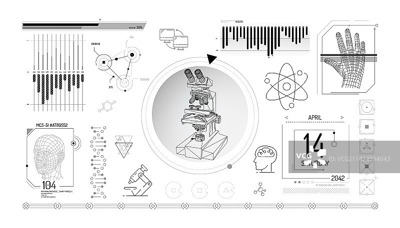 关于显微镜的信息图元素套装图片素材