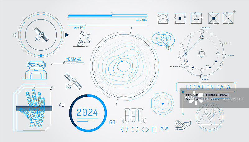卫星信息图元素合集图片素材