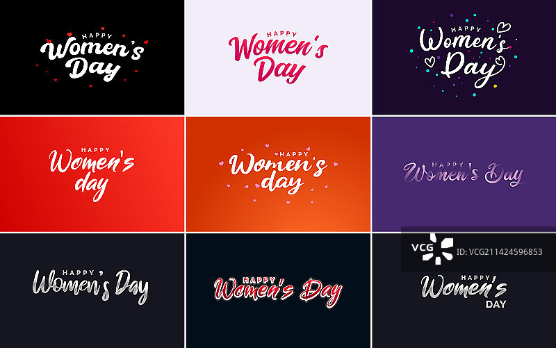 一套带有国际妇女节标志的卡片图片素材