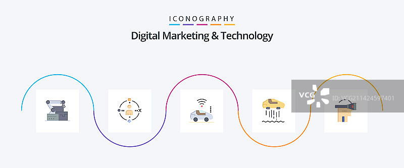数字营销和技术扁平风格5图标包图片素材