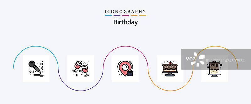 生日填充扁平图标包图片素材