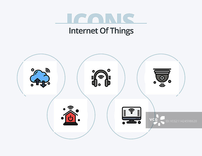 物联网线面填充图标包（5个）图片素材