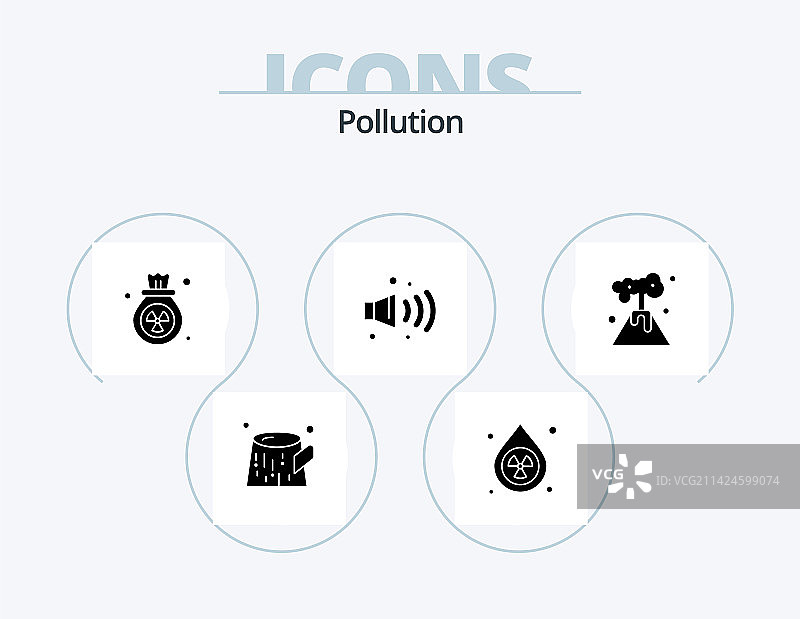 污染标志图标包，5个核能图标设计图片素材
