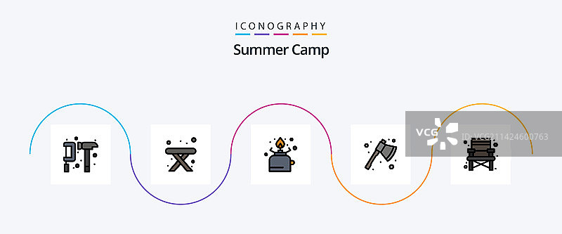 夏令营线性填充扁平5图标包图片素材