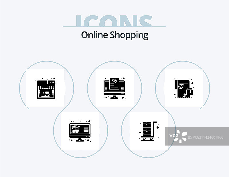 在线购物图标字形包（5个图标设计）图片素材