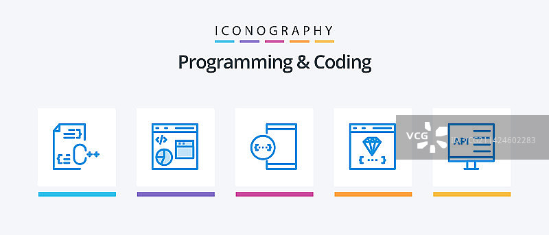 编程和编码蓝色5图标包图片素材