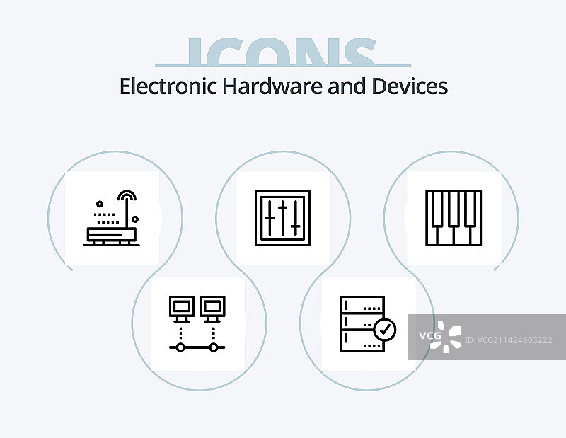 设备线性图标包5个图标设计电子产品图片素材
