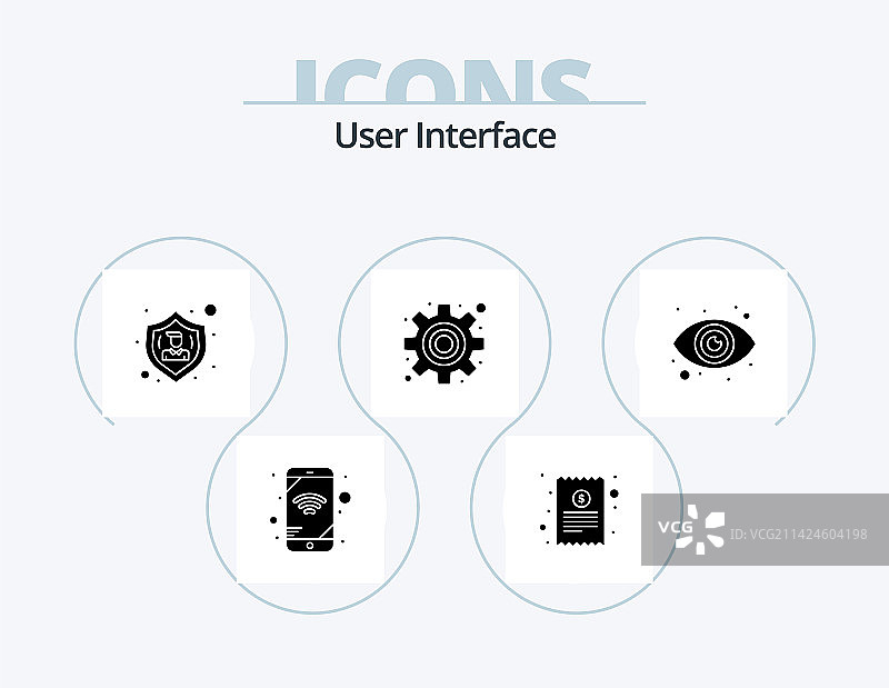 用户界面字形图标包5个图标设计图片素材