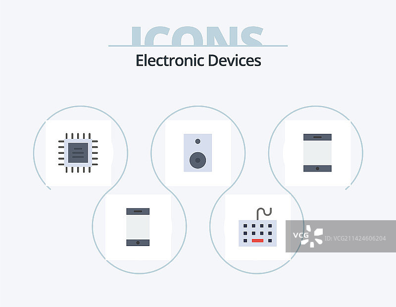 扁平风格设备图标包（5个）：包含iPad设计图片素材