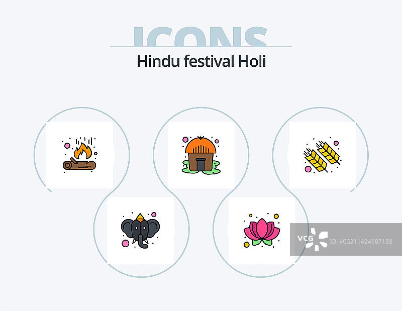 胡里节线性填充图标包5莲花图标设计图片素材