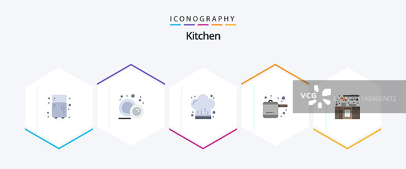 包含厨房用具的25个扁平图标图片素材