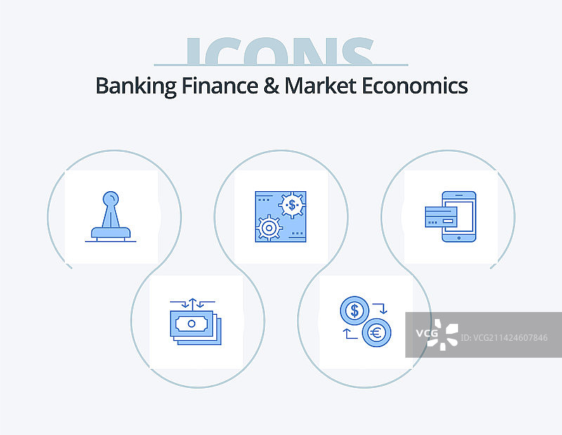 银行金融与市场经济蓝色图标图片素材