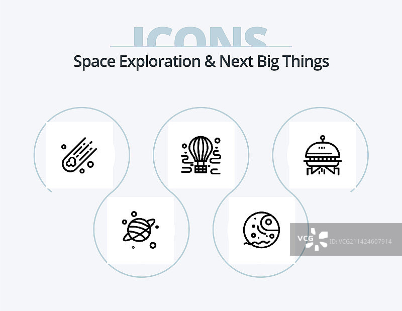 太空探索和未来趋势线性图标图片素材