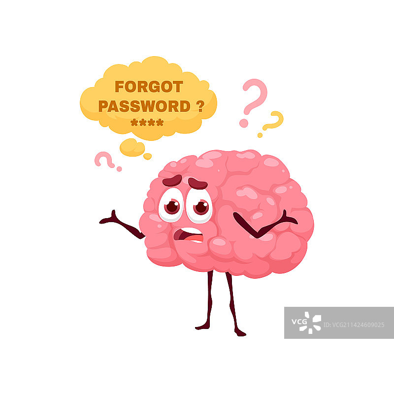 忘记密码卡通大脑角色访问图片素材