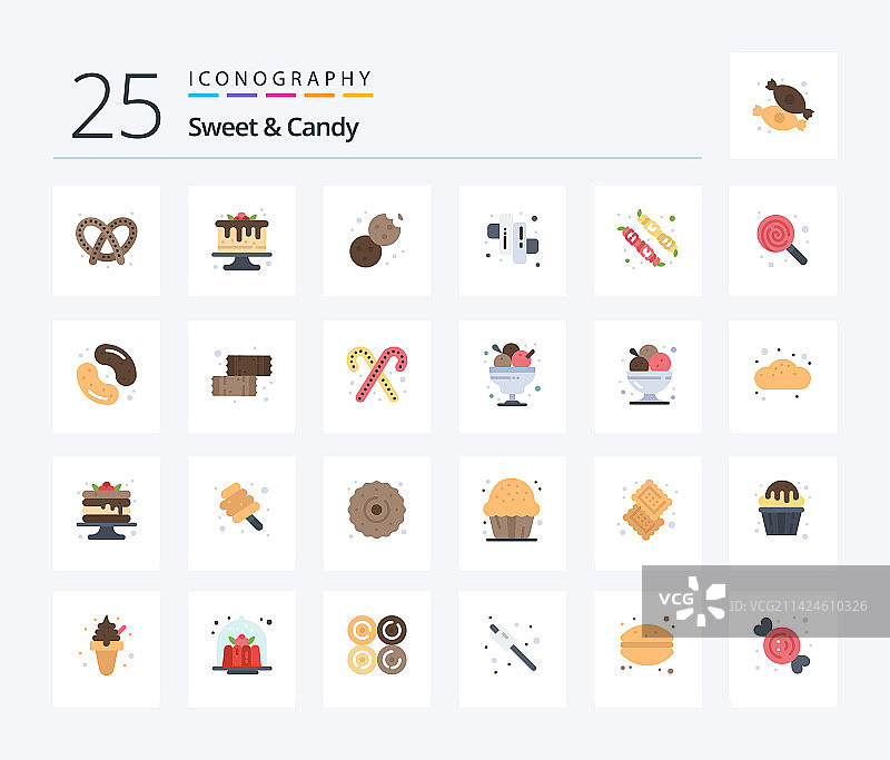 25个扁平风格的糖果图标合集图片素材