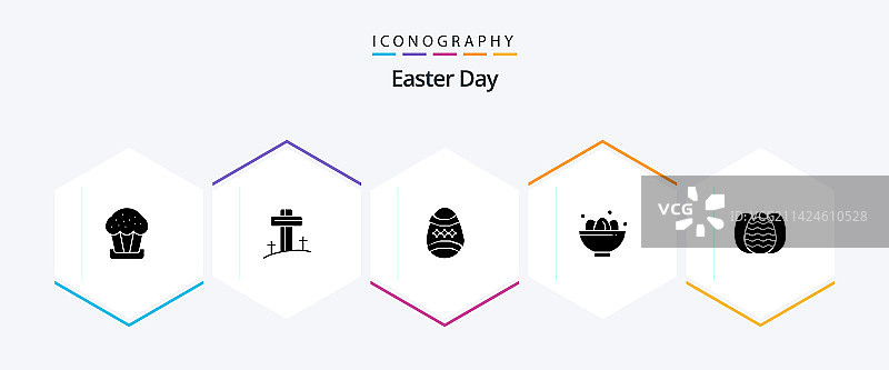 复活节25个图标包，含鸡蛋小鸟元素图片素材