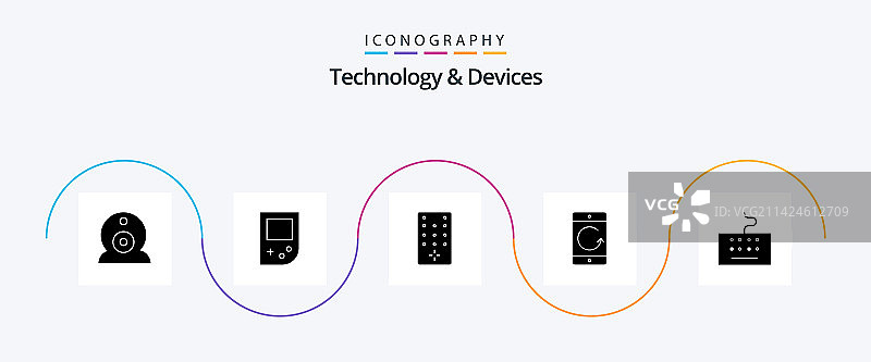 设备字形5图标包，含键盘电视图片素材