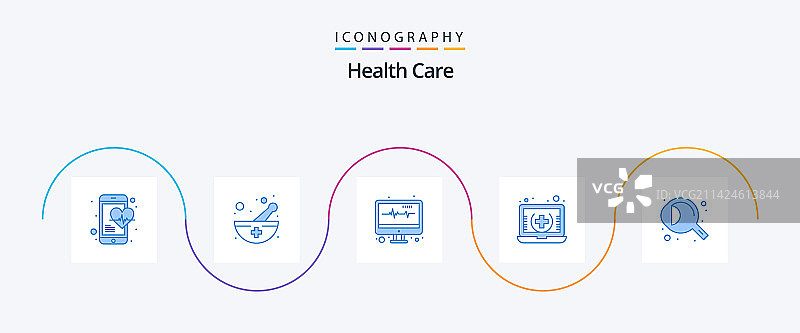 医疗保健蓝色5图标包（含在线眼睛）图片素材