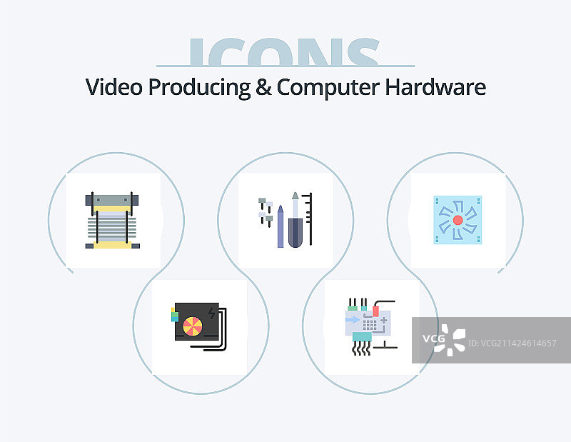 视频制作和电脑硬件扁平图标图片素材