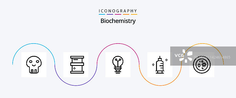 生物化学线条图标合集，包含生物学图片素材
