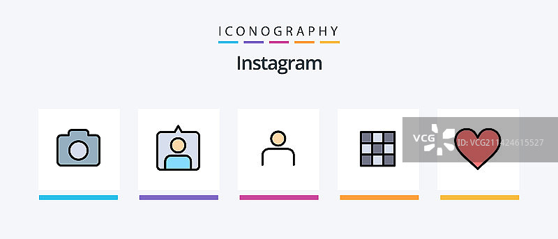 Instagram线性填充5图标包，包含图片素材