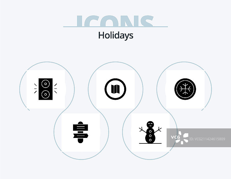 节日字形图标包5个圣诞节图标设计图片素材