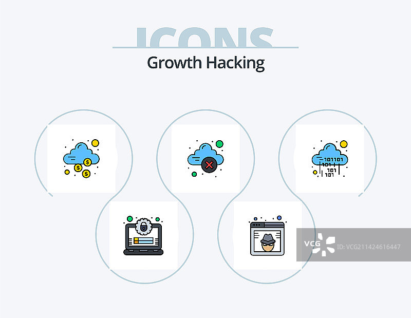 黑客攻击线性填充5图标设计，锁定图片素材