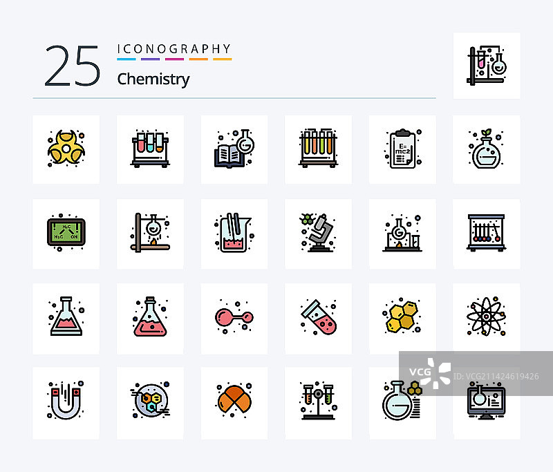 25个化学线性图标包图片素材