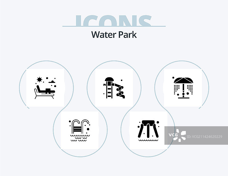 水上乐园标志符号图标包5个设计图片素材