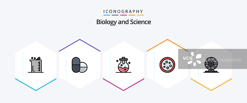 生物学25个填充线条图标包图片素材