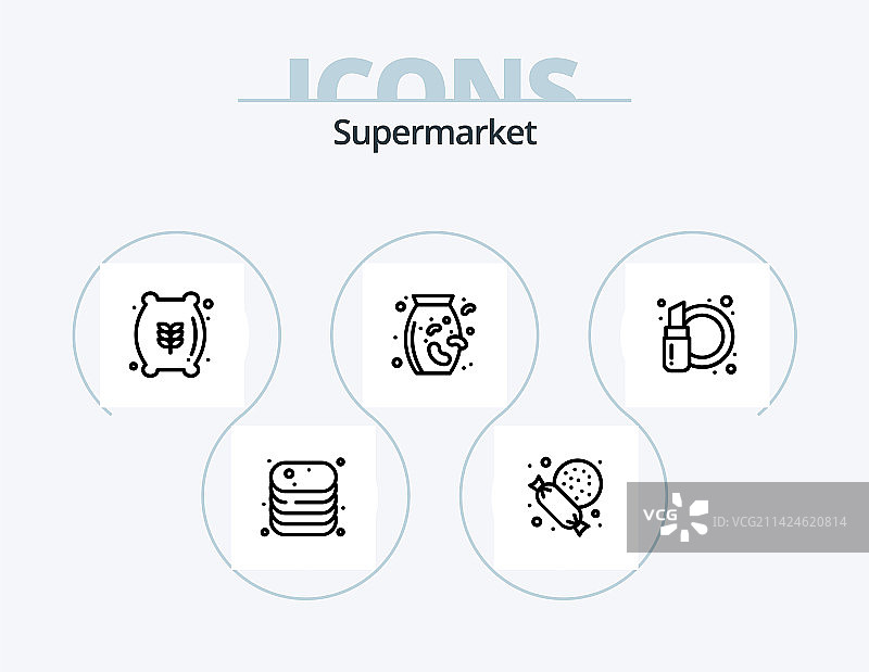 超市线性图标包（5个图标设计）图片素材