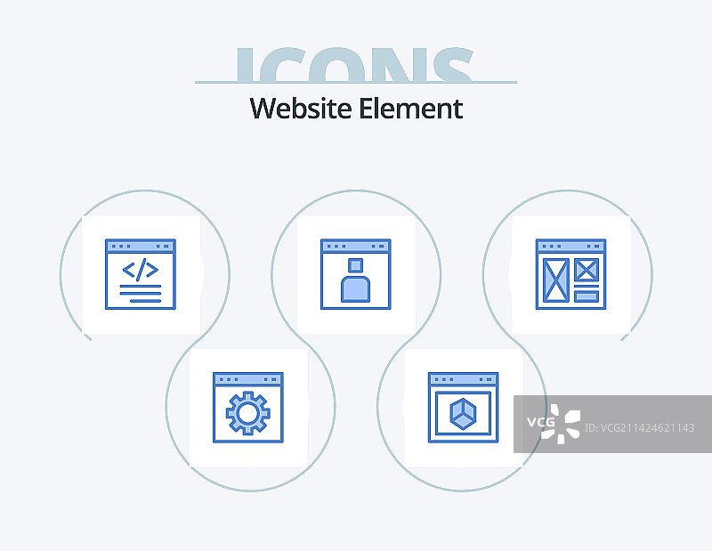网站元素蓝色图标包5个图标设计图片素材