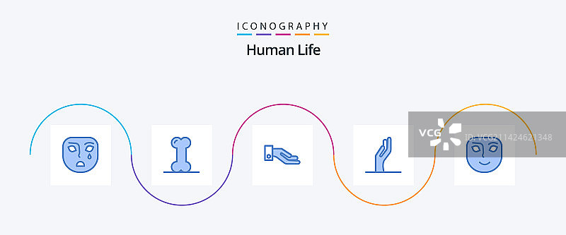 人类蓝色5图标包，包括施舍微笑面孔图片素材