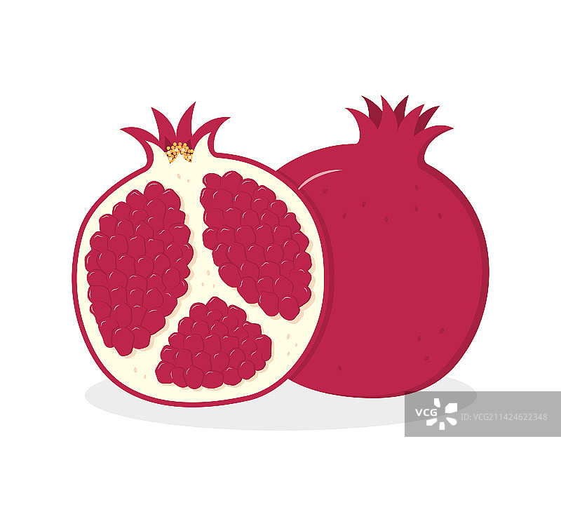 完整的和切半的成熟石榴图片素材