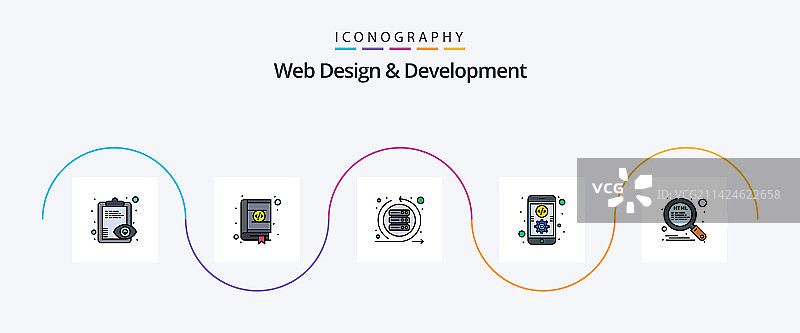 网页设计与开发线性填充扁平图标5图片素材
