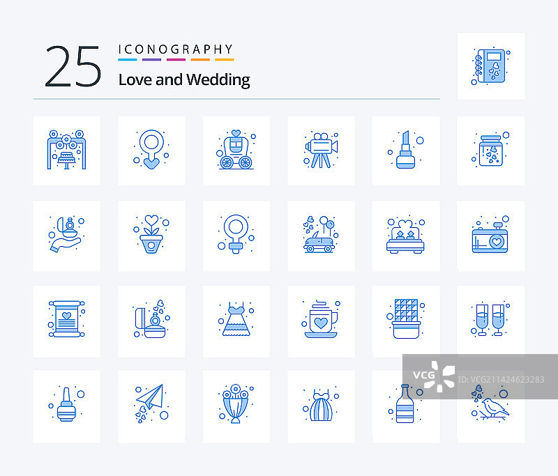 婚礼25蓝色图标包，包括唇部图片素材