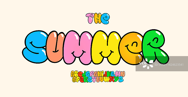 卡通中微笑的泡泡字母可爱字母表图片素材