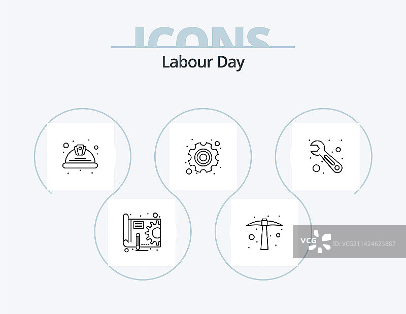 劳动节线性图标包5个图标设计交通图片素材
