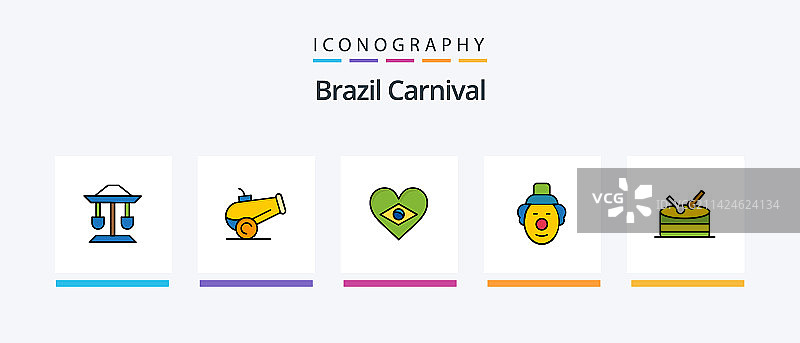 巴西狂欢节线性填充5图标包图片素材