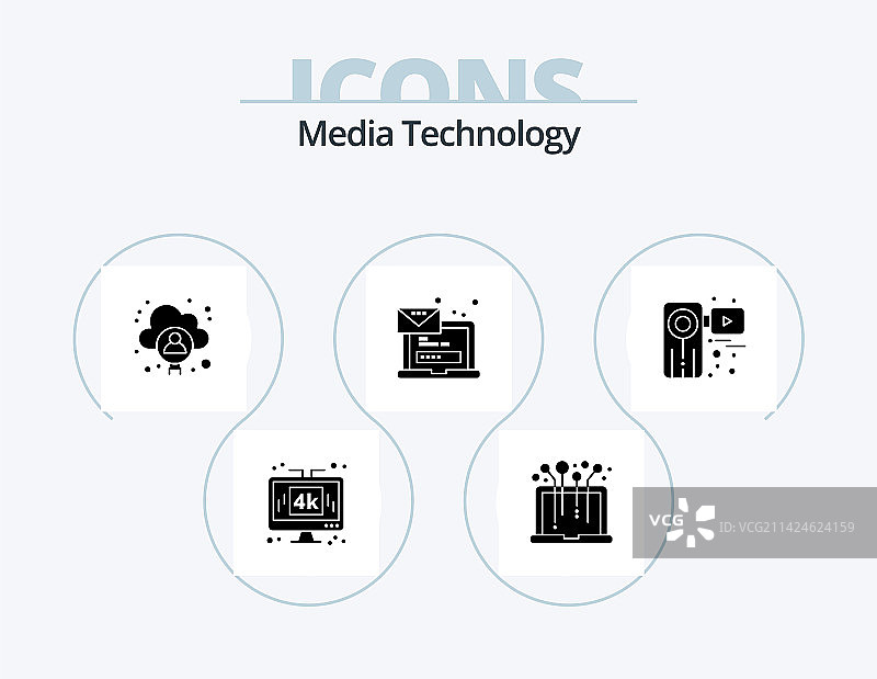 媒体技术图标包（5个图标设计）图片素材