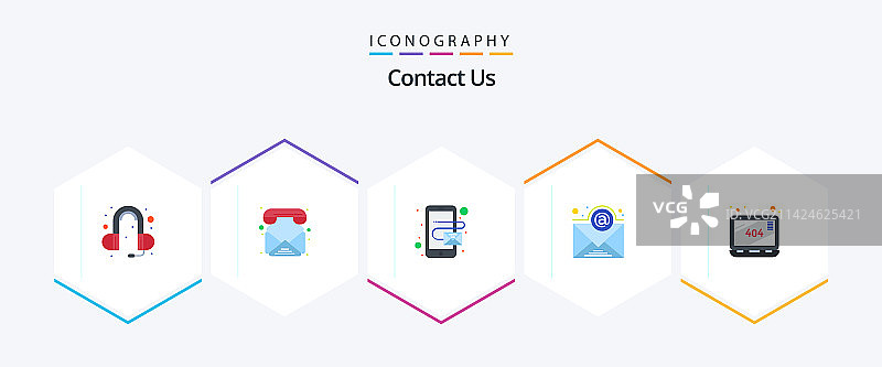 包含网站的25个扁平联系我们图标图片素材