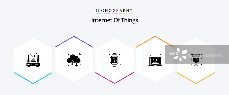 物联网25个线性图标包图片素材