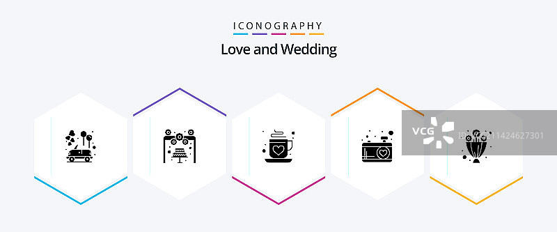包含鲜花的25个婚礼标志图标包图片素材